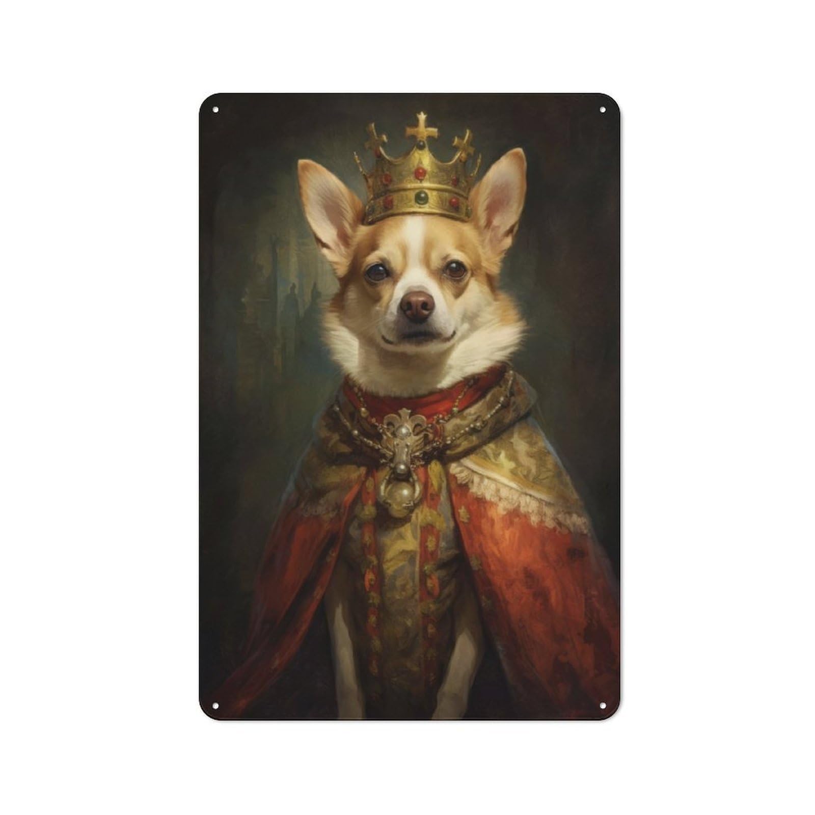 Junmoney Anthropomorphic King Dog For Lounge Or Reading Corner, Rustic Tin Sign 30X20cm, For An Autumn Update To Lounge And Reading Corner