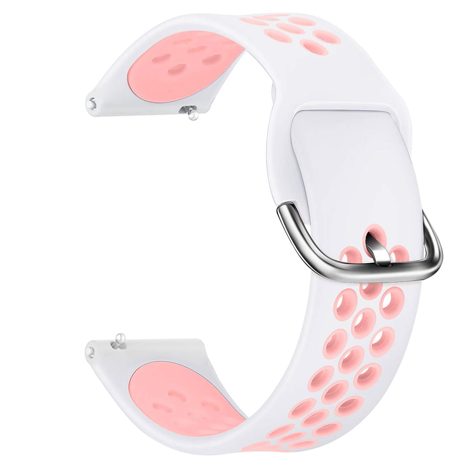 Microsonic Huawei Watch GT Active Rainbow Sport Band için Kordon Beyaz Açık Pembe
