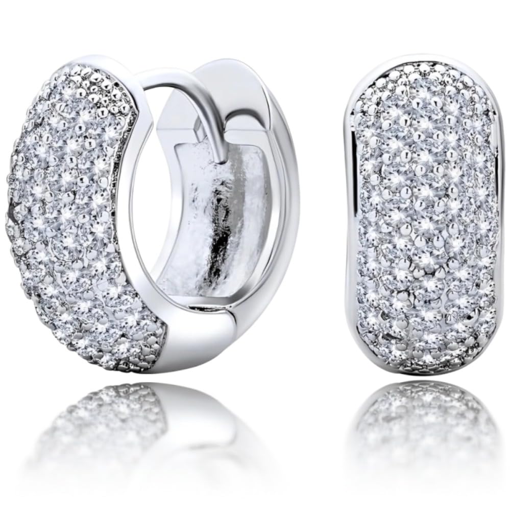 Voarge Orecchini Donna Argento 925 a Cerchio Oro, orecchini uomo cerchio diamanti con Confezione