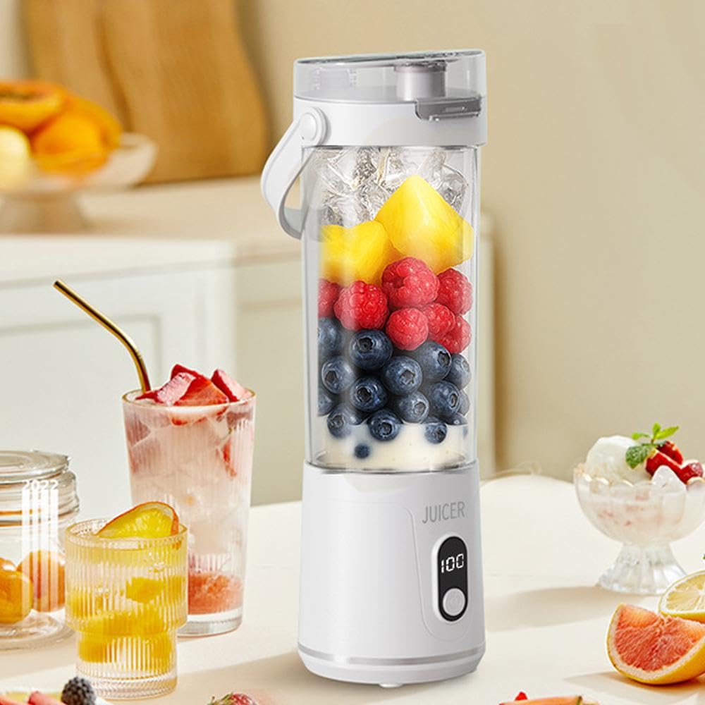 Przenośny blender, akumulator osobisty USB, do Ultra do koktajli dla niemowląt, podróży, siłowni (biały ekran)