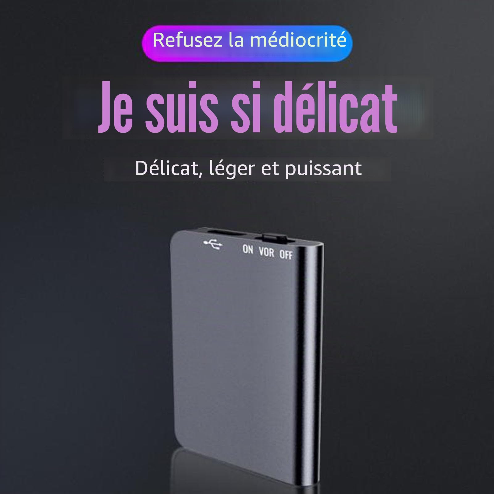 Enregistreur activé par la Voix, Dispositif d'enregistrement Vocal en Alliage d'aluminium, Réduction du Bruit HD, Adsorption Magnétique pour Entretien (8GB)