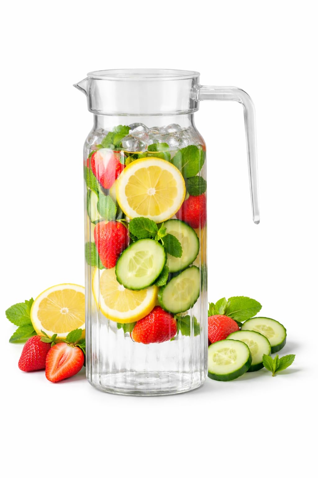 PRIMESAGE® Glass Jug Detox Water Bottle Glass Jar (1.1L) Water Jug Glass Jug with Lid Jug for Water Detox Water Jar Water Jugs for Dining Table Jug Glass Water Jug | Checkmate INC-picture-16