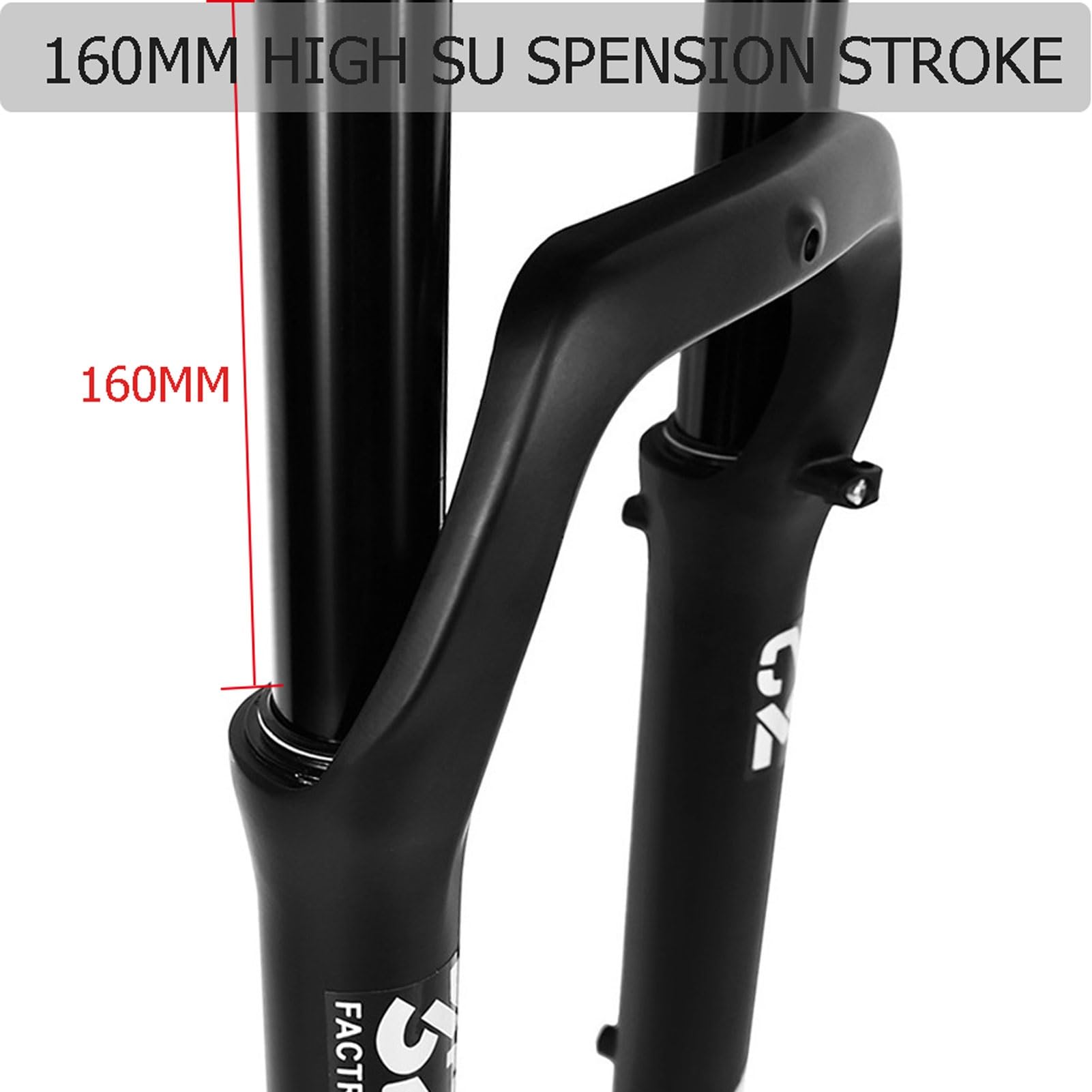Forcella Bici Elettrica 20 26 Pollici, Doppia Spalla 28,6mm Tubo Dritto Forcella Anteriore for Bicicletta da Spiaggia/Neve Pneumatico da 4,0 Pollici Freno a Disco Escursione 160mm