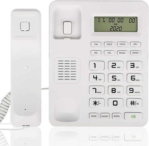 Teléfonos fijos con cable para el hogar, la oficina, teléfono con cable de escritorio con pantalla y volumen ajustable, compatible con música en