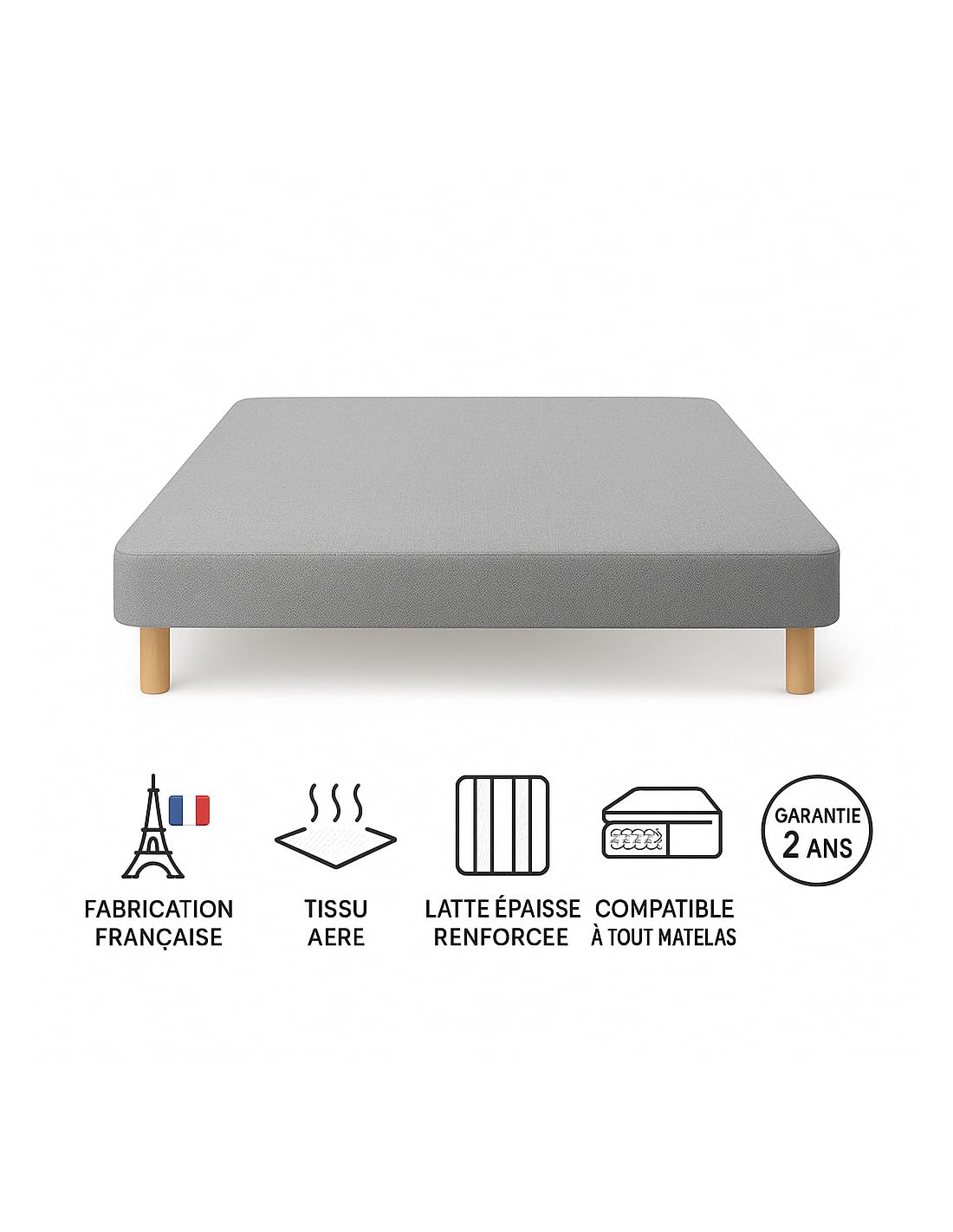 Sommier tapissier 140x200 Gris