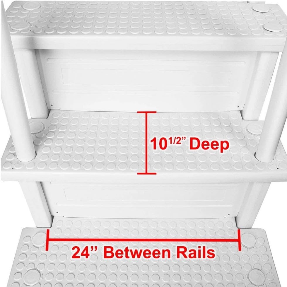 Escalera Blanca para Piscina Capacidad 350 lbs Riser 11 in miniatura 4