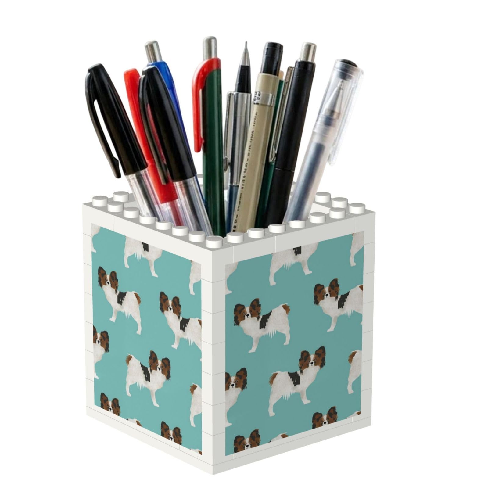 Poadnly Papillon Dogs Cute Toy Spaniel Dog, Pen Pot Pencil Holder for Office Home School, Compact Desk Organiser for Office Stationery