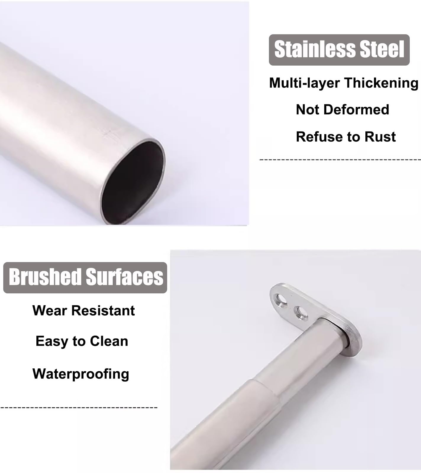 Barra Armario Barras Ajustables para Colgar Ropa en Armarios, Barras Extensibles Ovaladas para Cortinas con Tornillos y Orificios, Rieles para Colgar Cortinas con Acabado Cepillado(40-70cm(15.75-27.56