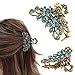 CROWN GUIDE Vintage Rhinestone Hair Claw Crystal Jaw Clips,Metal Alloy Fancy Hair Barrette Decorative Flowers Hair Clasps Accessories for Women Thick Hair Sky Blue