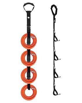 Extension Cord Organizer, Extension Cord Storage System with 4 Flexible Detachable Cable Strap, Vertical Space Saver for Garage, Shed, Garden, Heavy-Duty Cord Holder, Hang Extension Cord, Hose, Rope