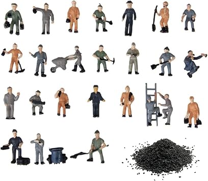 27 قطعة 187 مقياس قطار المسار عامل السكك الحديدية نموذج الناس أرقام مجموعة مع Rock Basing Kit Miniature Rock Landscape Rocks لمشاهد مصغرة