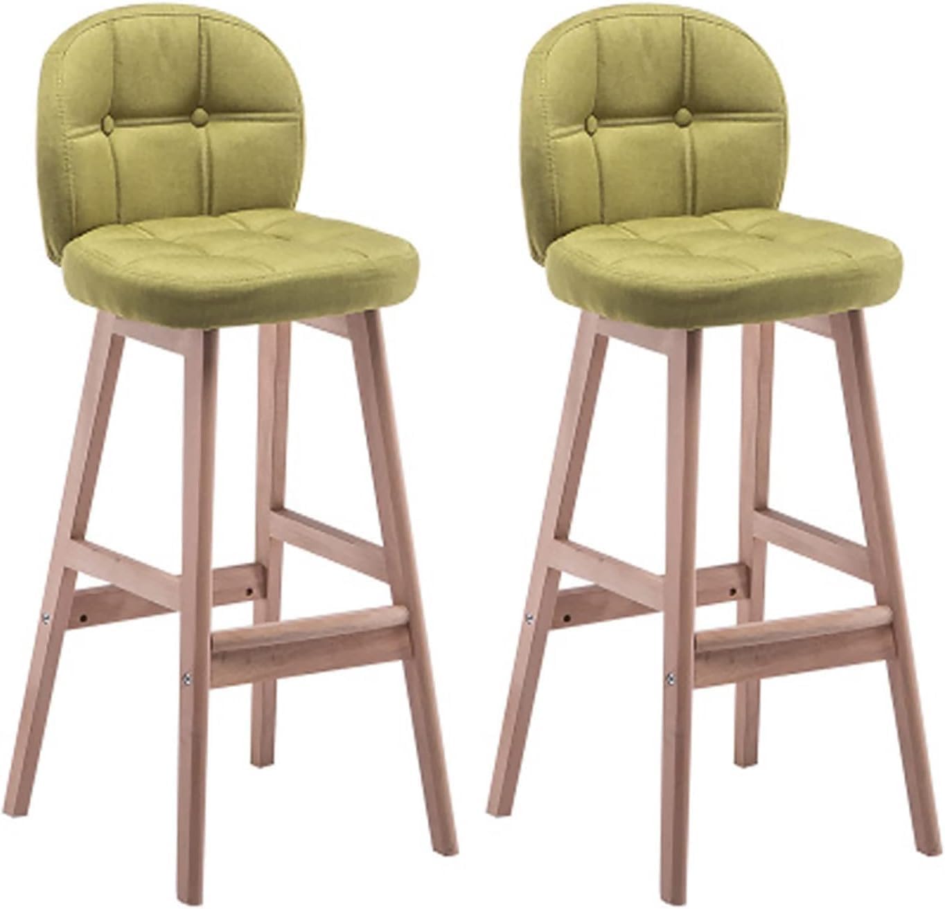 Set di 2 sgabelli da bar imbottiti con gambe in legno, schienale alto regolabile in altezza, sgabelli per la colazione a isola da cucina, sedie da pranzo moderne grigie per la decorazione della casa
