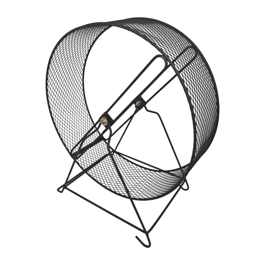 Milageto Rueda de Ejercicio de hámster de Metal con Soporte, Accesorios de Jaula estables de Rueda de Running silenciosa contra Malla Antideslizante para, 32cm