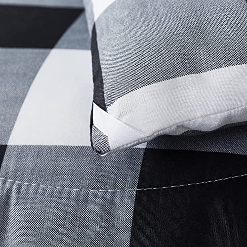 Image of Caressma Plaid Comforter Set Twin, Black White Checkered Boys Bedding Set | Classic Buffalo Gingham Print Soft Microfiber Comforter Bedset for Boys with Pillowcase