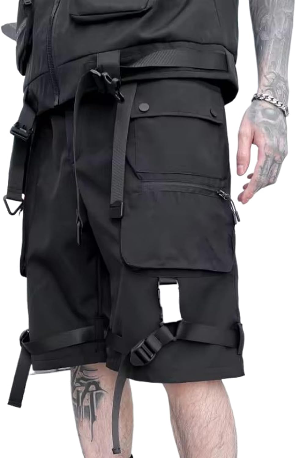 Hip Hop Style Men's Tactical Cargo Shorts Summer Multi Pockets Knee Length Streetwear