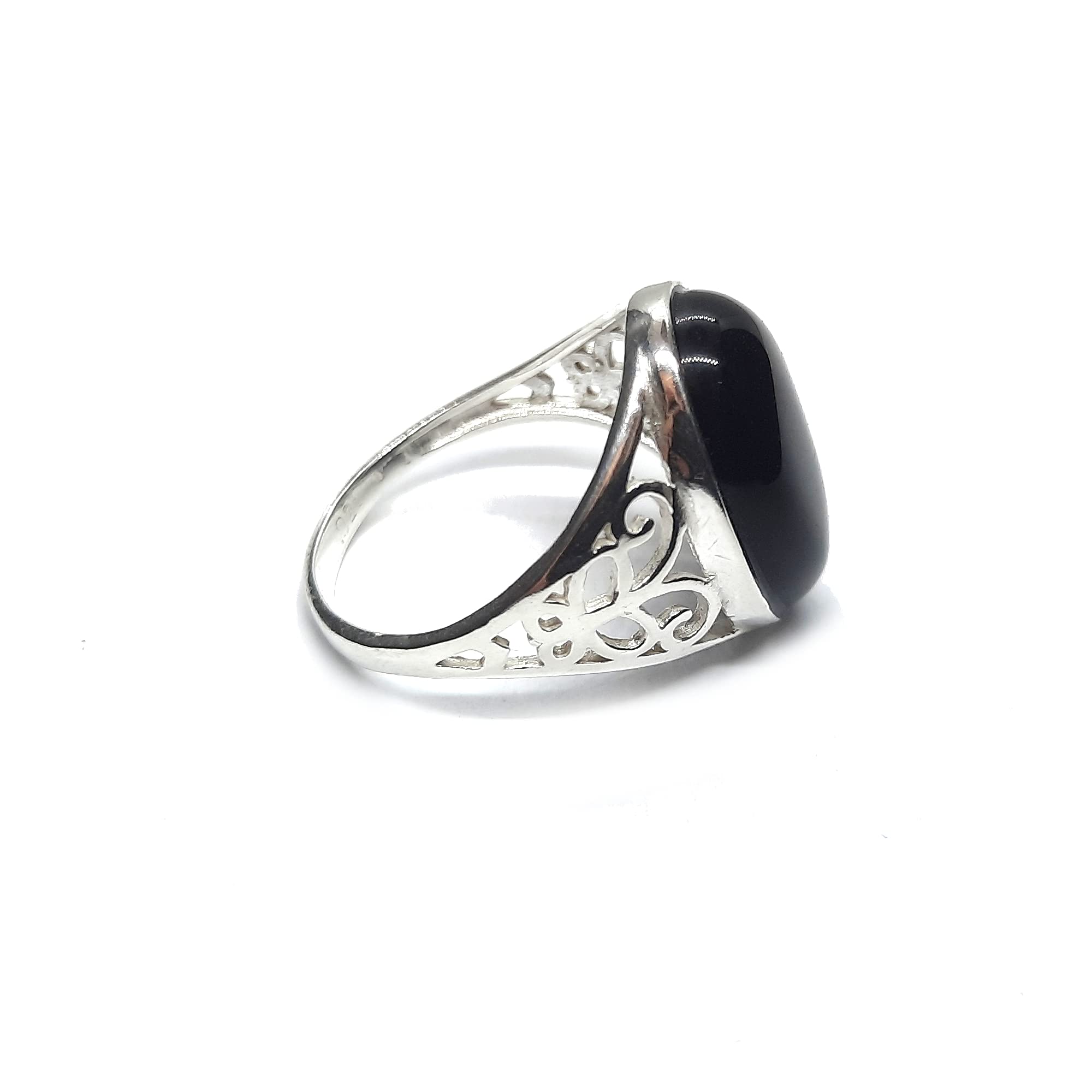 Anillo de Plata Esterlina Hecho a Mano Con Ónix Negro Genuino Sólido Estampado 925