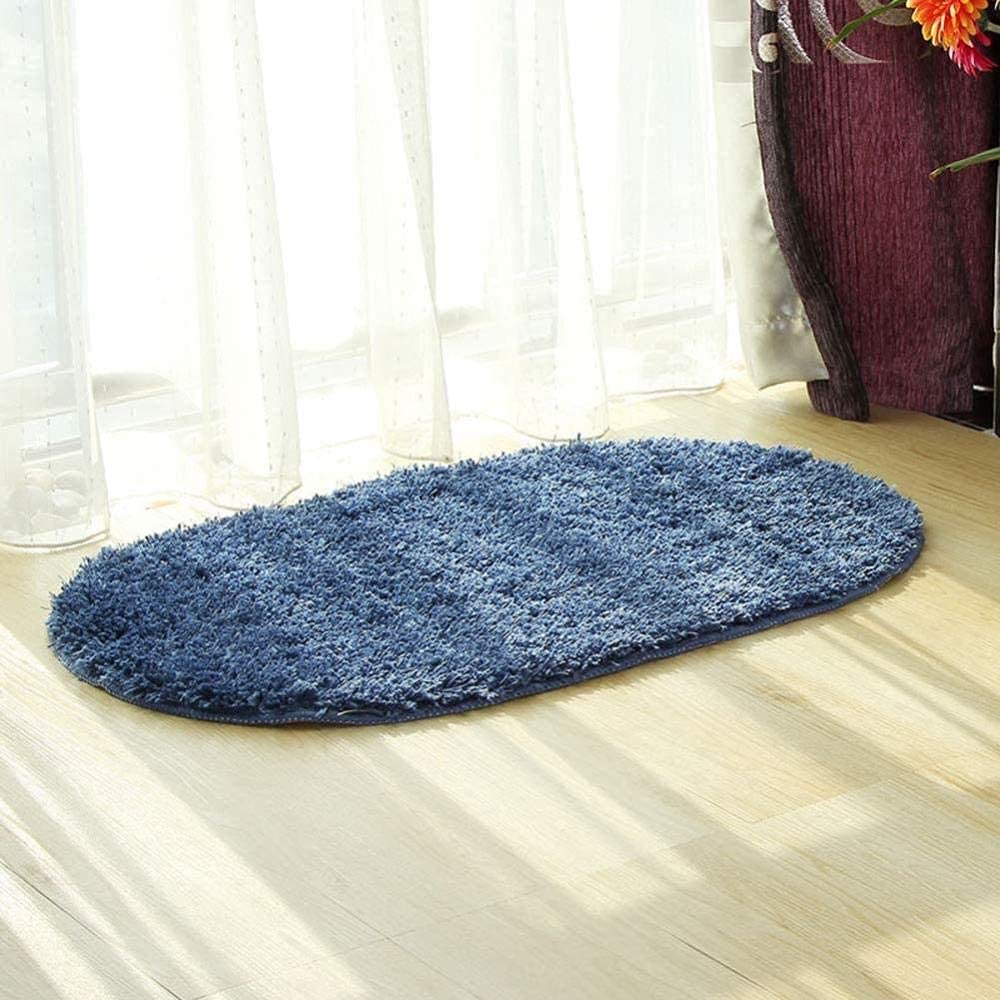 Tapis d'une salle de bain épaisse absorbante douce ovale non glissante microfibre chenille Tapis de bain de bain machine lavable tapis de bain pour la buanderie-jaune 60x40cm ( Color : Blue , Size : 8