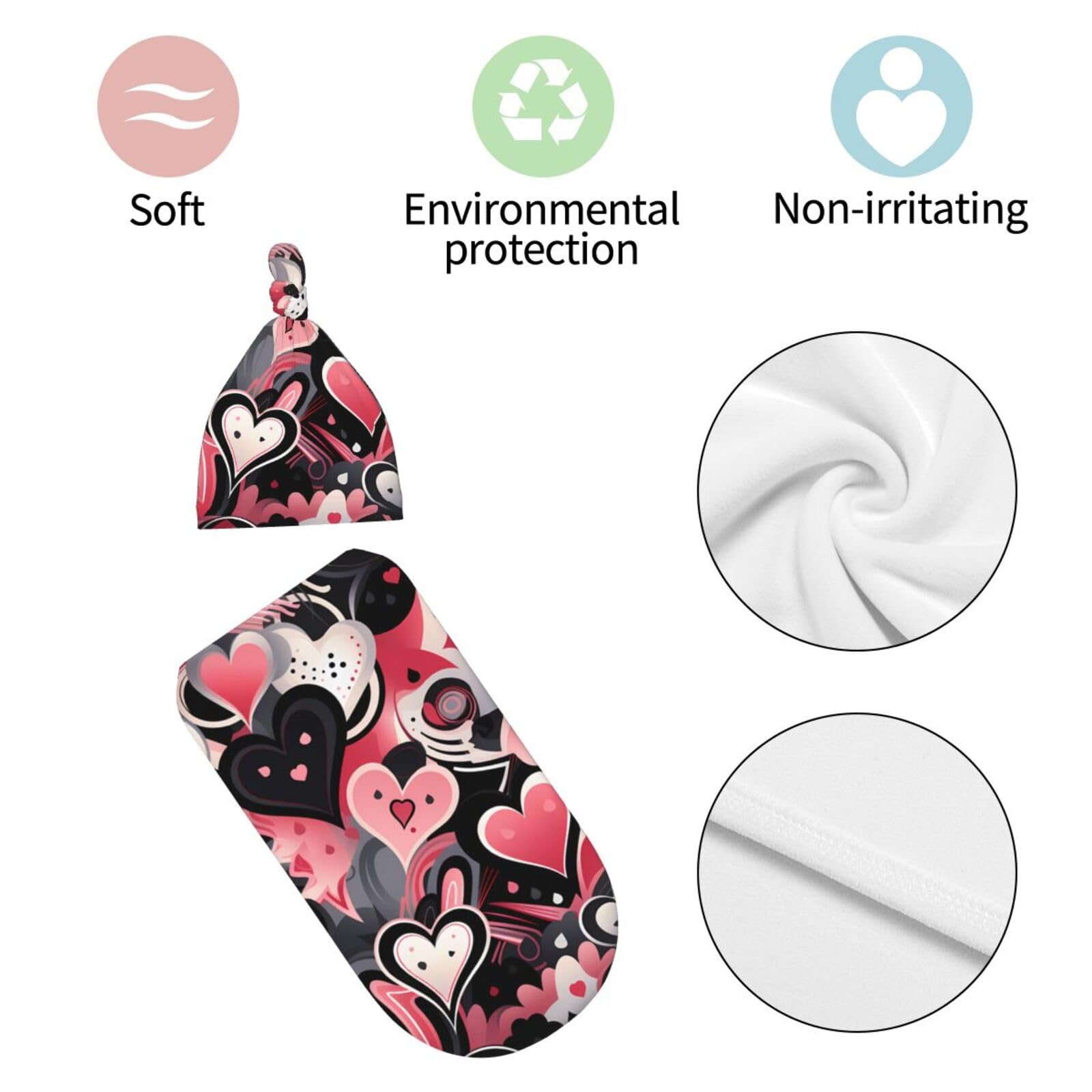 3d Cuore Swaddle Coperta E Cappello Set Per Neonati Avvolgere Accogliente Per Neonati Bambino Comfort 29x53 cm