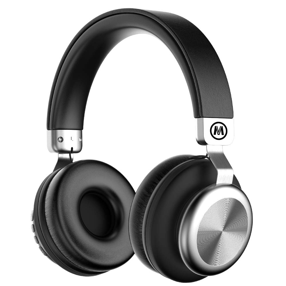 Mokata Headphone Bluetooth Wireless Over Ear On Foldable Hi-fi Stereo Headset with AUX 3.5mm Jack Cord SD Card Slot Microphone for Young Adults Cellphone TV PC Game Rechargeable Equipment B02 Black