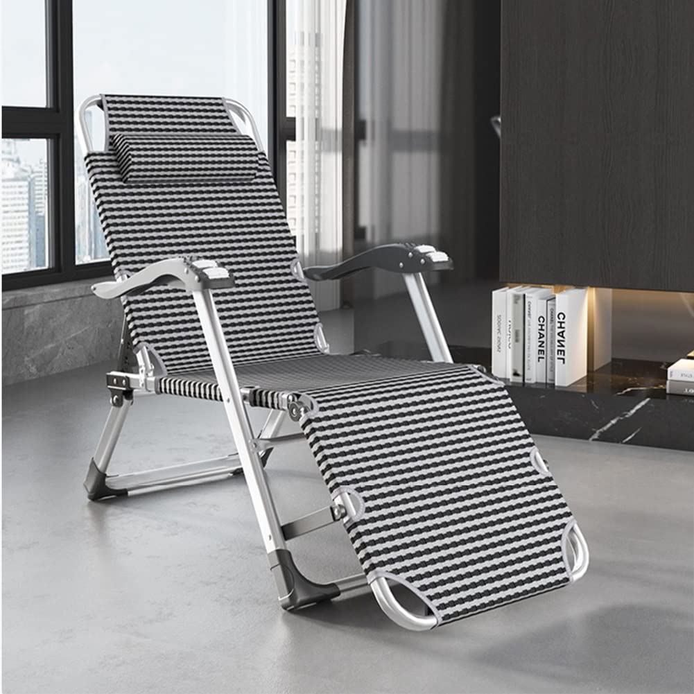 Sillón de Gravedad Cero Acolchado, Plegable, para Patio, para Exteriores, reclinable, con Almohadas y reposabrazos de Masaje para Piscina, Patio Trasero y Playa (Color: A)