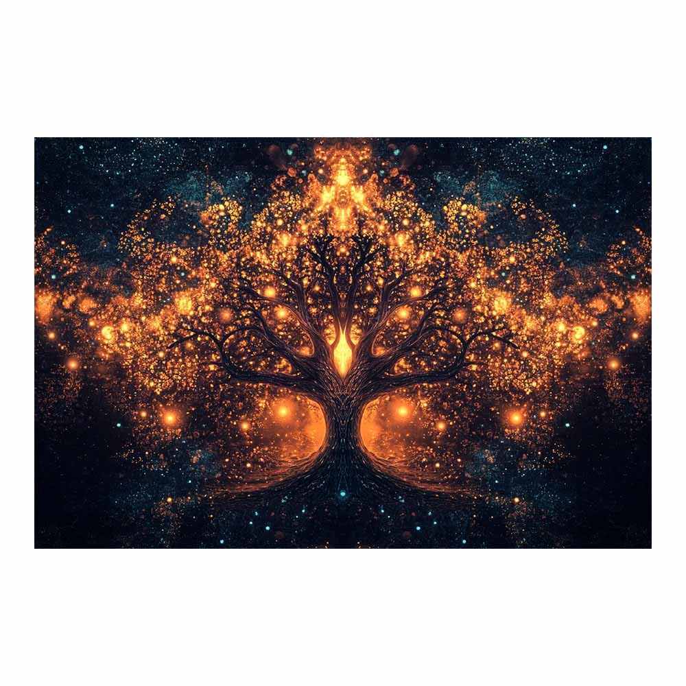 ZAMAEIU Tree of life wall decor Flame-cluster tree On Canvas Prints Poster Pictures for Living Room Bedroom Home Office Wall Decoration(orange)-80x120cm Unframed