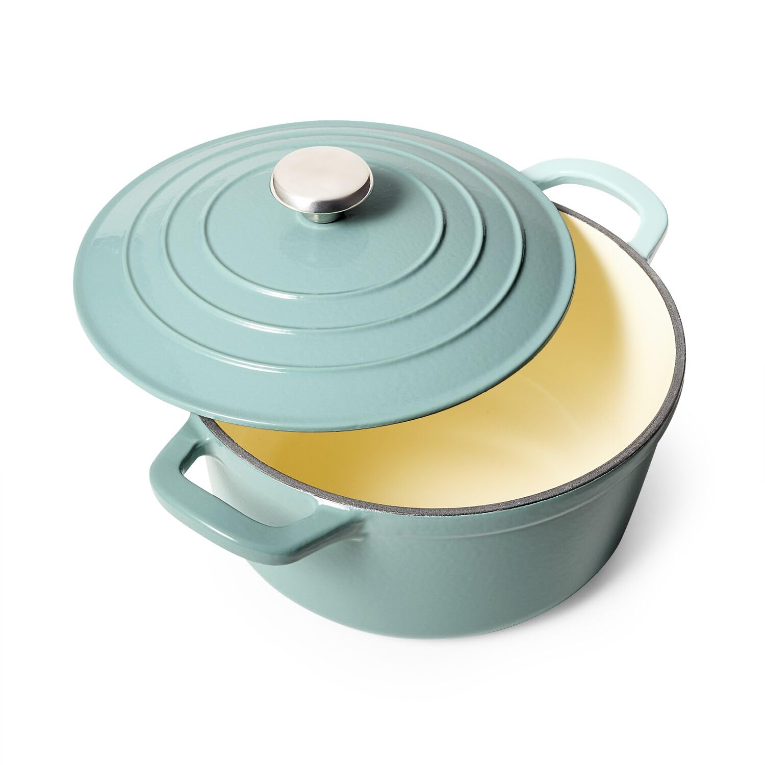 Sur La Table Enameled Cast Iron Round Dutch Oven, 5 qt, Light Teal