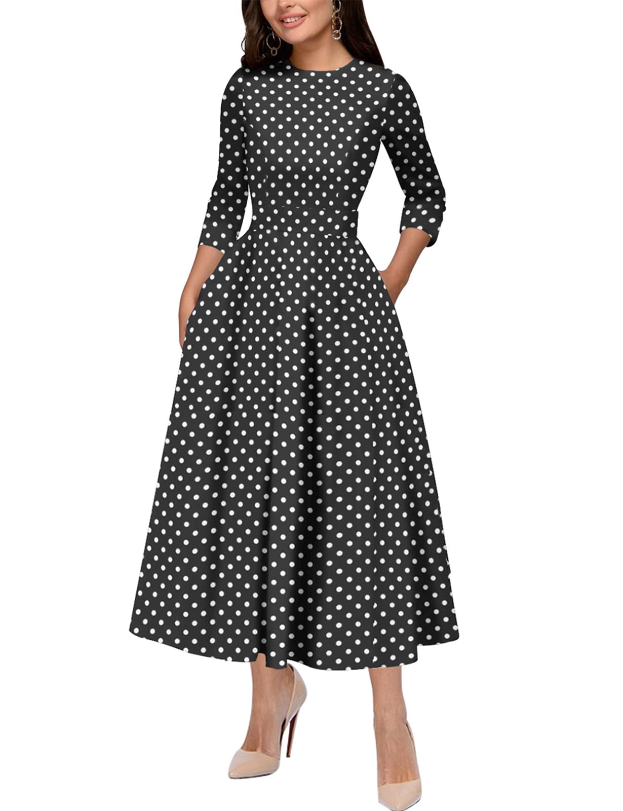 Simple Flavor Women's Vintage 1950s Cocktail Midi Dress