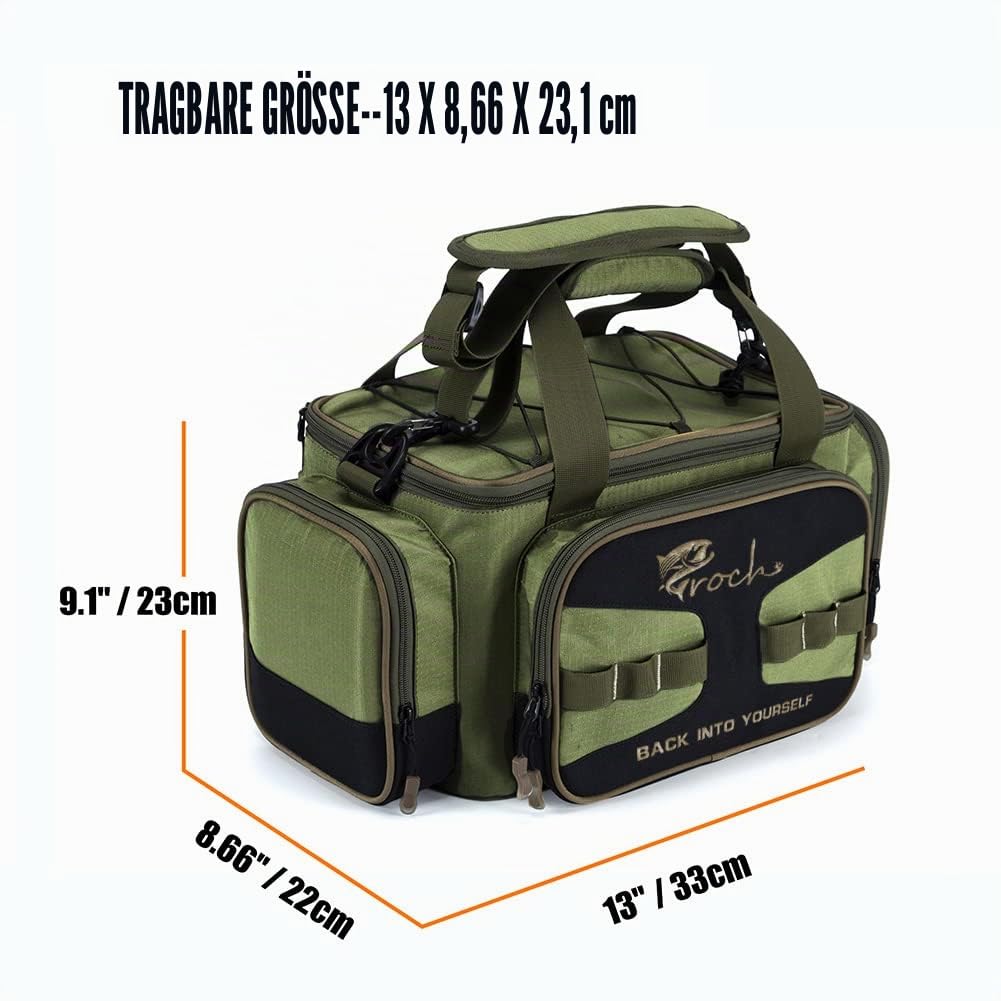 Croch Angeltasche für Angelgeräte und Angel Zubehöre mit Gürtel & Schultergurt Armee-Grün Gürtel & Schultergurt Armee-Grün