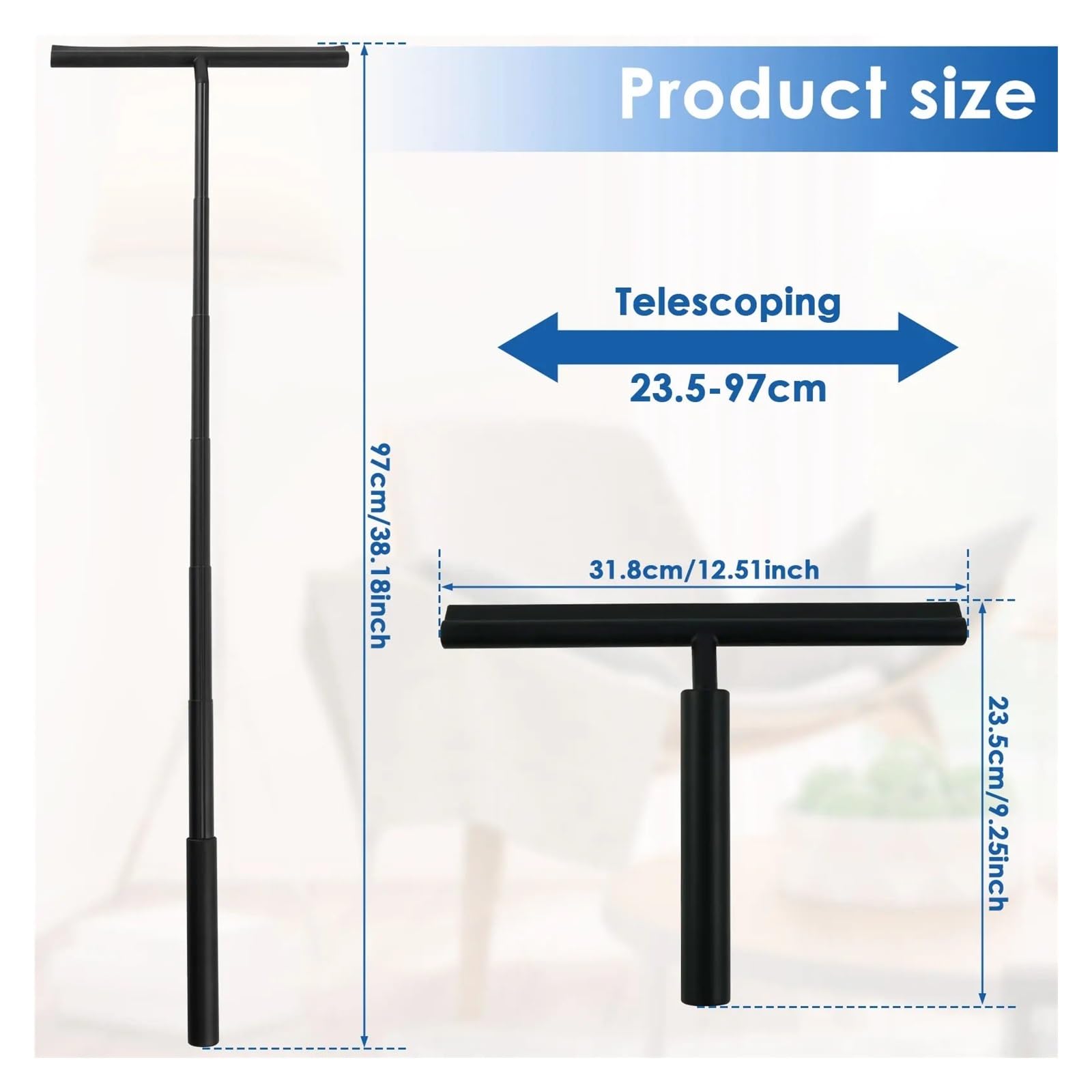 Limpiaparabrisas de Ducha Limpiador de Ducha telescópico 97 cm, Acero Inoxidable, Silicona, for Puertas Vidrio, con Ganchos for la Limpieza Ventanas y Pisos del hogar