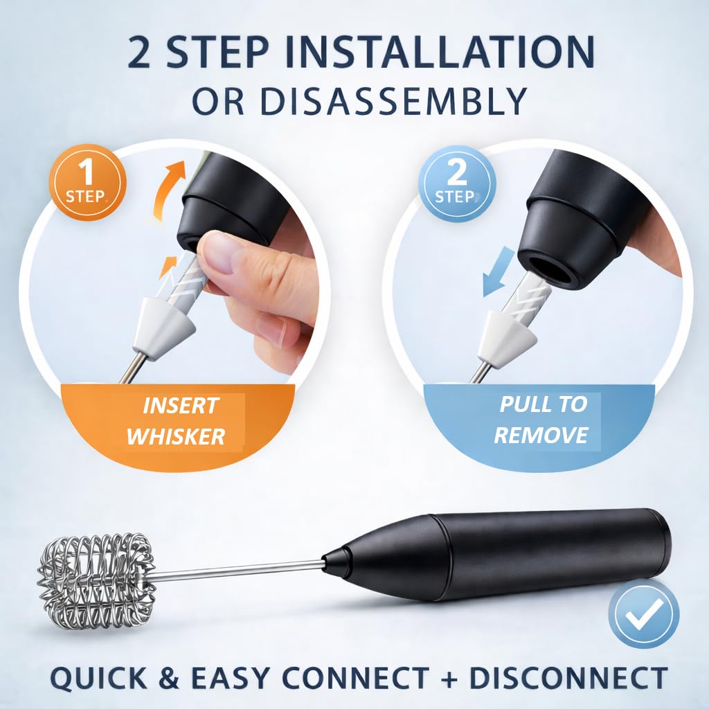 Electric Milk Frother Handheld,USB Rechargeable Coffee Frother Wand with 3 Speed Settings,Stainless Steel Whisk, Fast Recharge,Type-C Charging,for Coffee,Cappuccino,Latte,Matcha,Protein Shake(asorted)