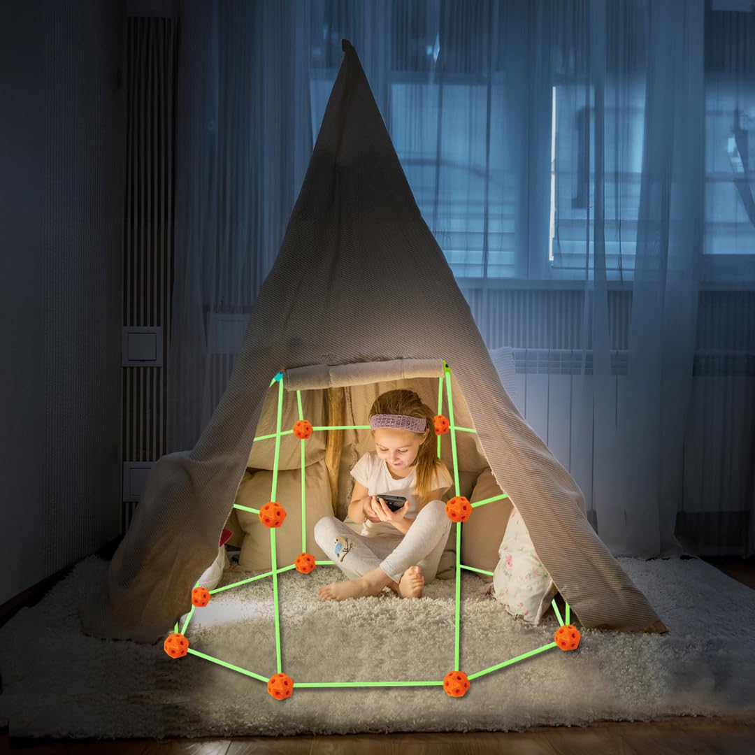 140 Pezzi Kit Costruzioni Forte Per Bambini - Castelli, Tenda E Razzo Fai Da Te - Giocattolo Educativo Regalo Natale - 5