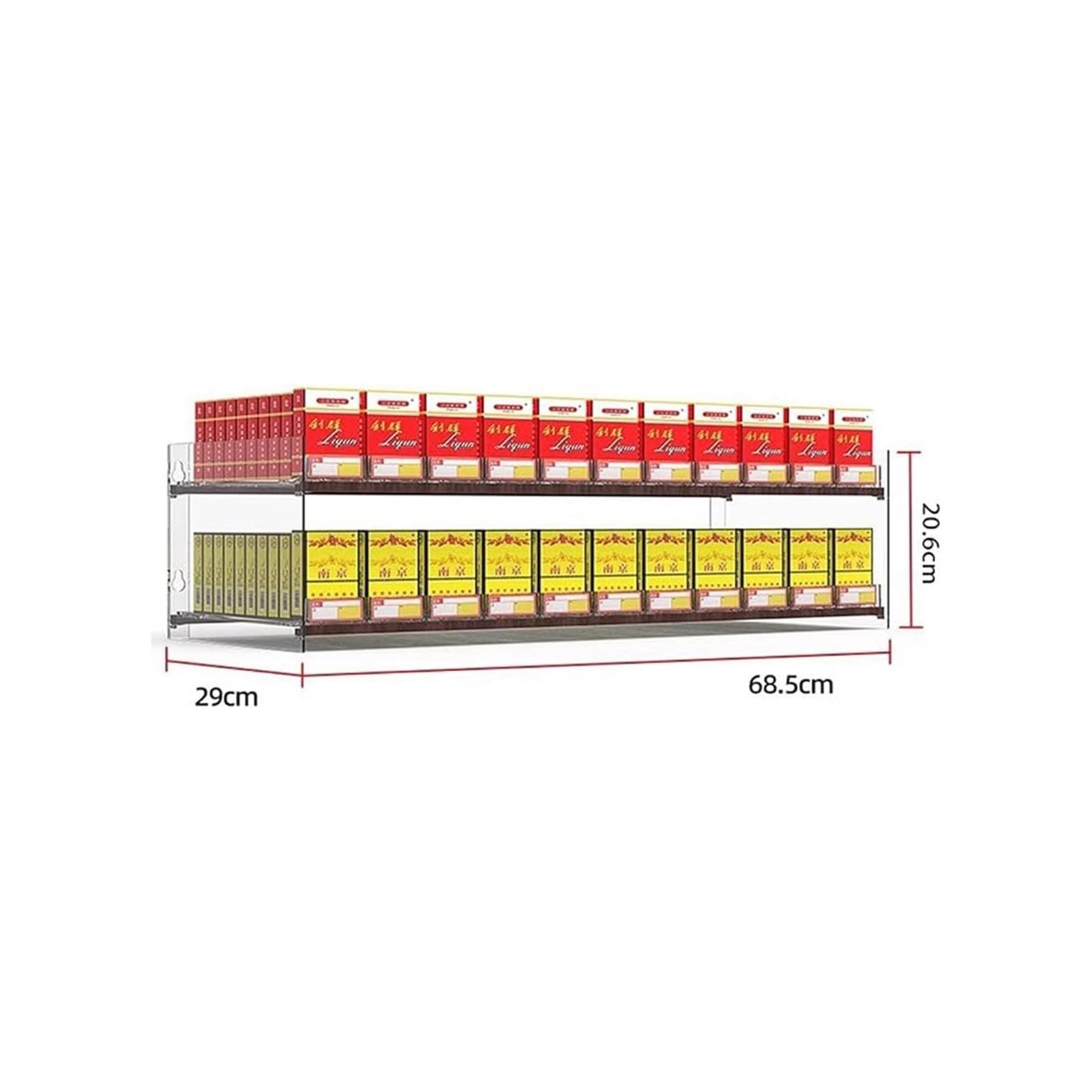 Uchwyt na papierosy montowany na ścianie – akrylowa witryna na tytoń do sprzedaży detalicznej – przezroczysty uchwyt na papierosy (62,5 x 29 x 64,2 cm) – do użytku komercyjnego