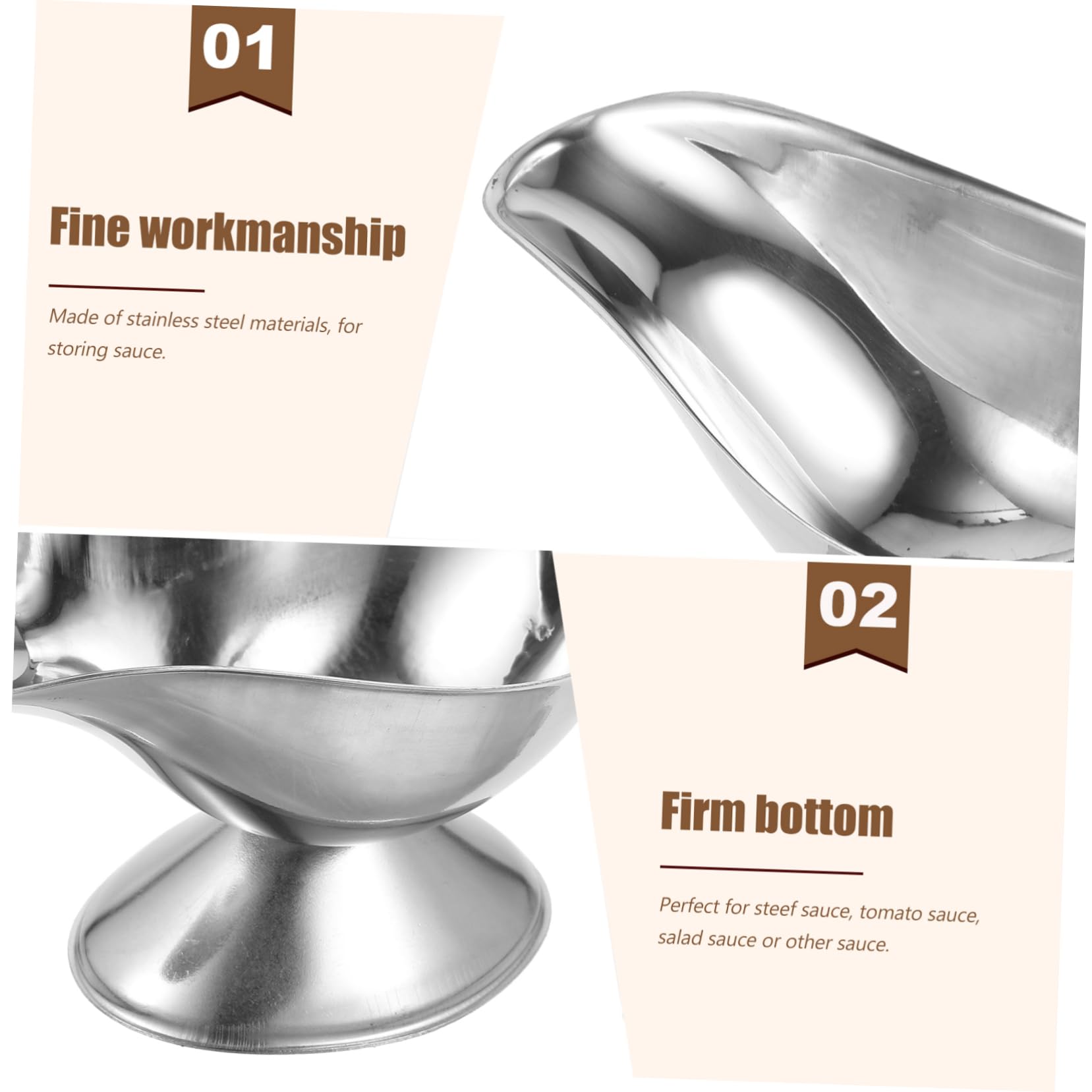 KICHOUSE 3pcs Tomato Sauce Pot Gravy Bowl Server Sauce Dispenser Milk Creamer Jug Gravy Jug Condiment Boat Restaurant Sauce Serving Bowl Juice Bucket Cups Gravy Pourer Ketchup Plate Silver