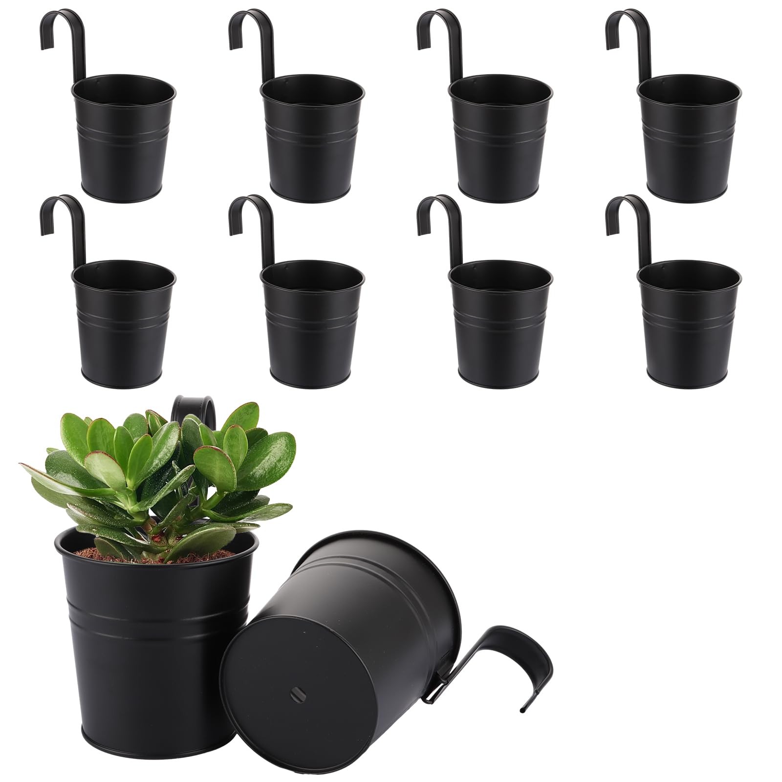 MUXHEL Juego de 10 Macetas Colgantes de Metal, macetas para Colgar, 10 x 10 x 8 cm, Maceta Colgante para Plantas, macetas Colgantes para balcón, macetas Colgantes para balcón