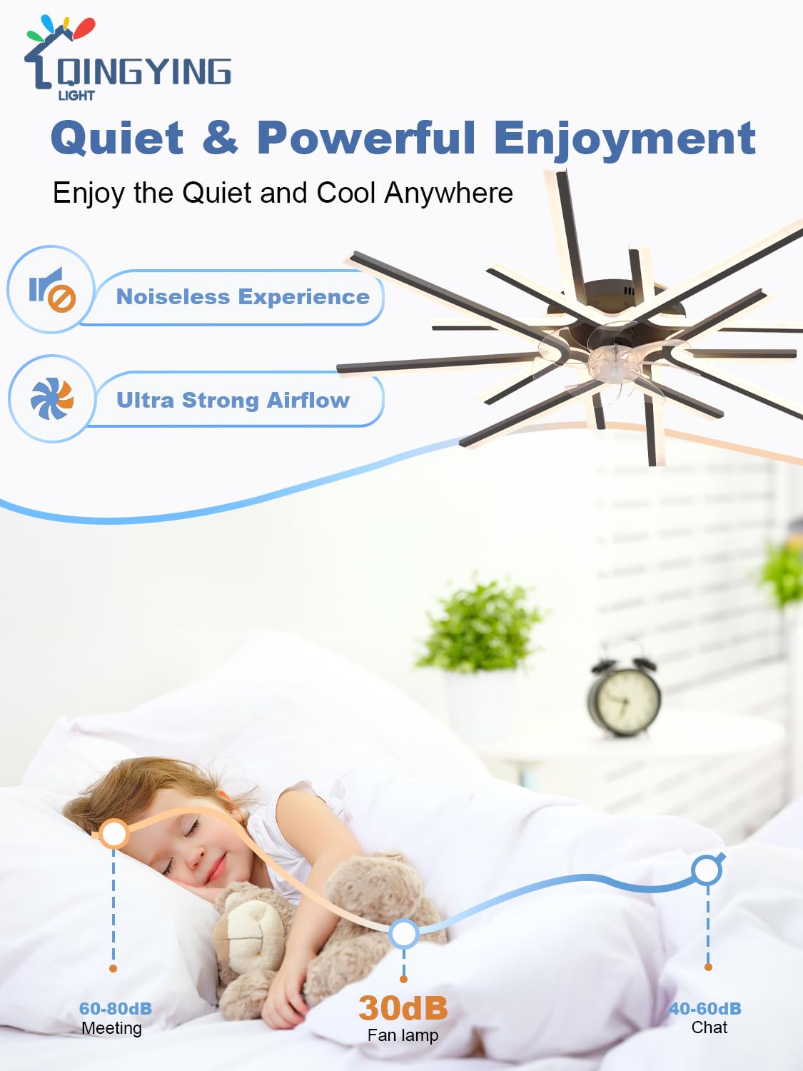 Moderne Lustre Ventilateur Avec Télécommande APP, DC 6 Vitesses Réversibles Ventilateur Plafond Avec Lumiere, LED Dimmable Lustre Ventilo Pour Chambres Et Salons-Black||8 Heads