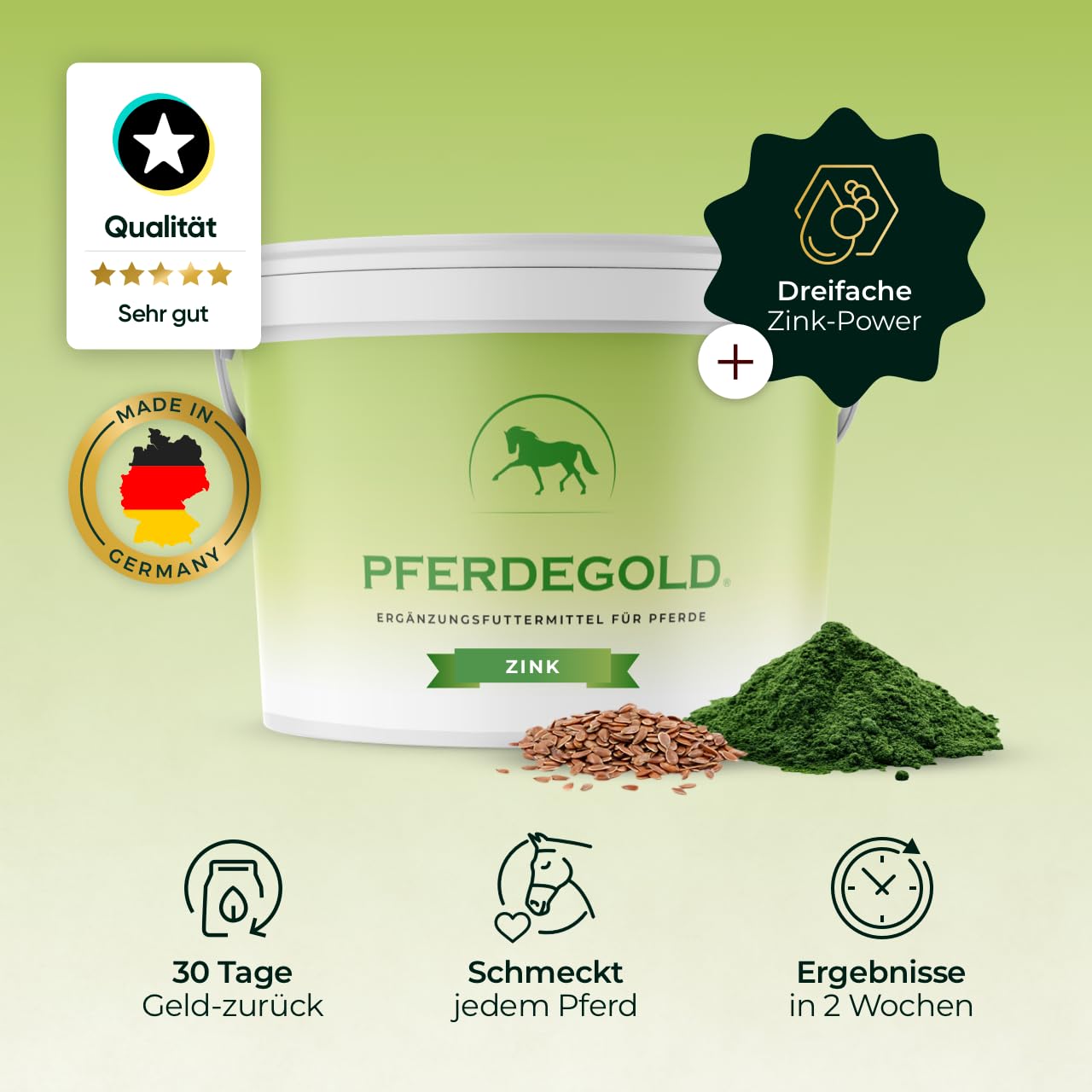 Zink 1,5kg - Pferde Pellets mit Zink-Komplex & Omega 3 - Unterstützt Fell, Haut & Hufe - 100% Natürlich & Dopingfrei - hohe Bioverfügbarkeit
