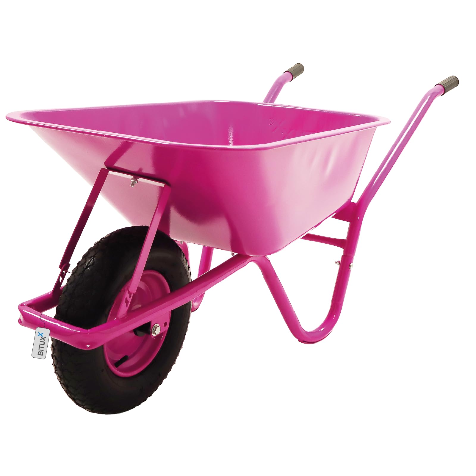 BITUXX® Schubkarre 100L Schubkarren Schiebkarre Bauschubkarre Verzinkt mit Luftreifen und Nadelgelagerter Achse bis 250kg Pink