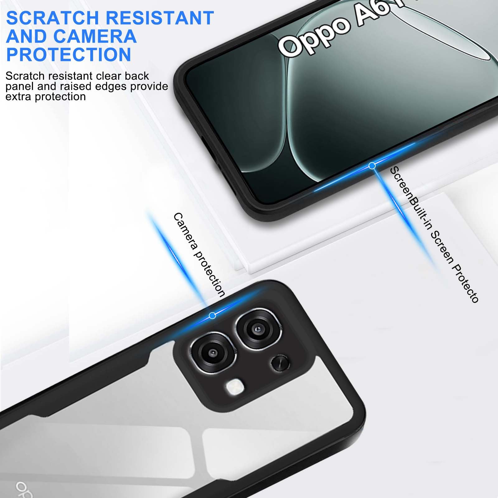 YUECXIN Cover per Oppo A6 Pro 5G/4G Antiurto a 360° con Protezione dello Schermo Integrata + Cover Retro Trasparente Rugged, Custodia Bumper in Silicone TPU, Nero YUECXIN Cover per Oppo A6 Pro 5G/4G Antiurto a 360° con Protezione dello Schermo Integrata + Cover Retro Trasparente Rugged, Custodia Bumper in Silicone TPU, Nero