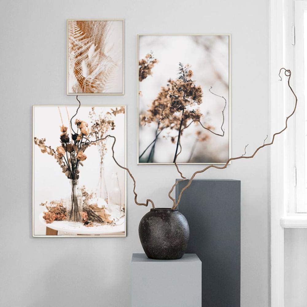 TougMoo Beige Wall Art Canvas Dried Flower Plants Nordic Posters And Prints Landscape Wall Pictures For Living Room Decor 30 * 40cm