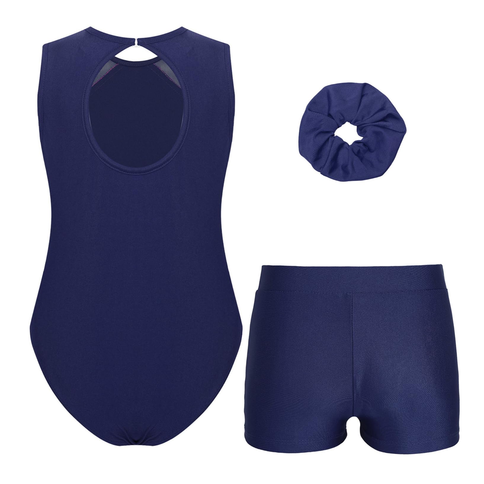 Oyolan Enfant Fille Justaucorps Short Gymnastique Danse Tenue Patinage Artistique Leotard Strass sans Manche Costume