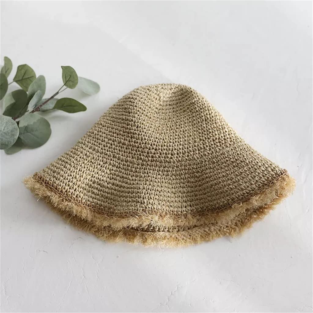 Sombrero de Paja Visera Sombrero de Playa Visera de Mujer Sombrero Plegable de Verano Sombrero de Viaje (Color : B, Size : 56-58cm) (B 6 7/8)