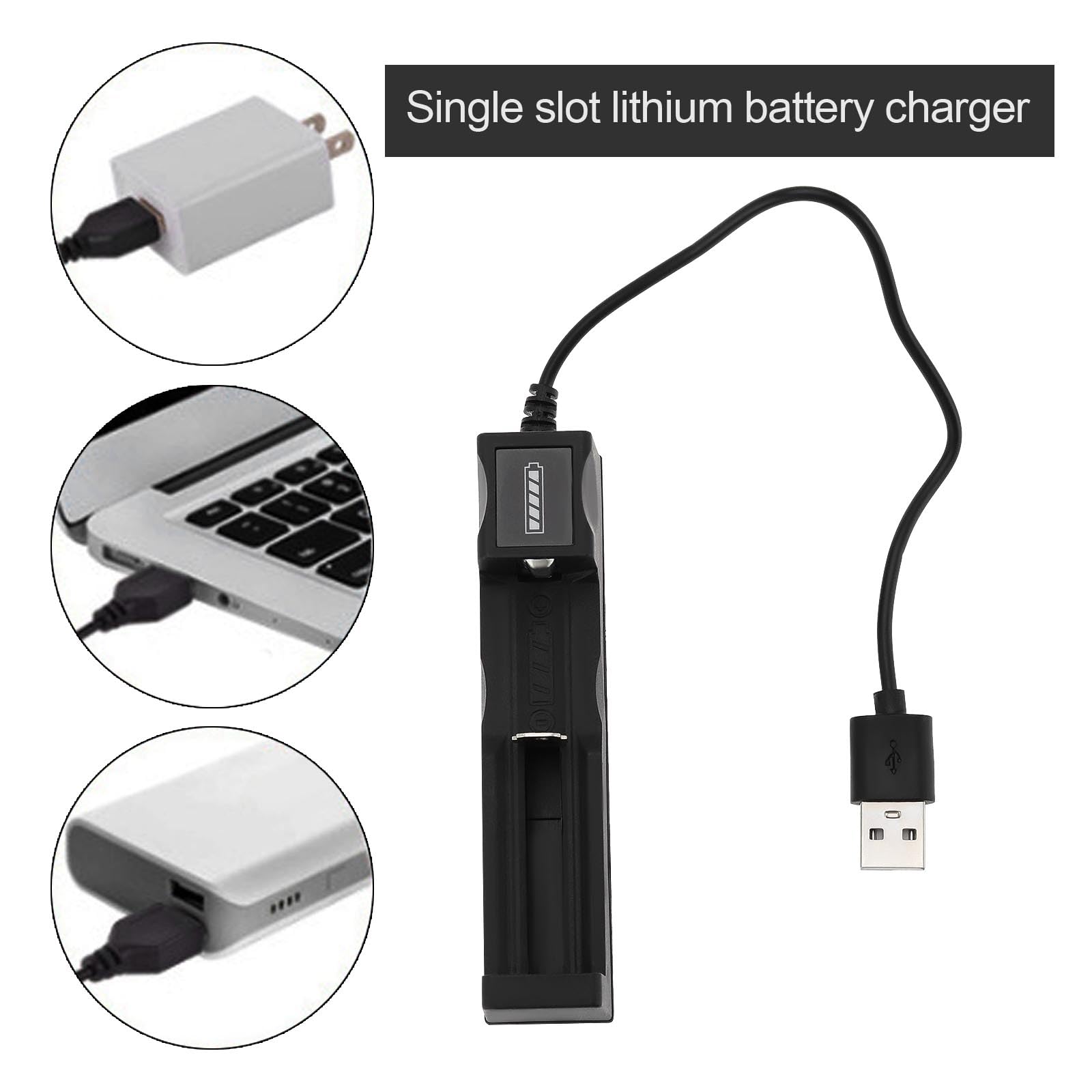 OTOTEC 4PCS 4.2V One Slot Battery USB Charger Battery Charger Adapter for 3.7V 18650 14500 16340 14650 Rechargeable Li-Ion Batteries