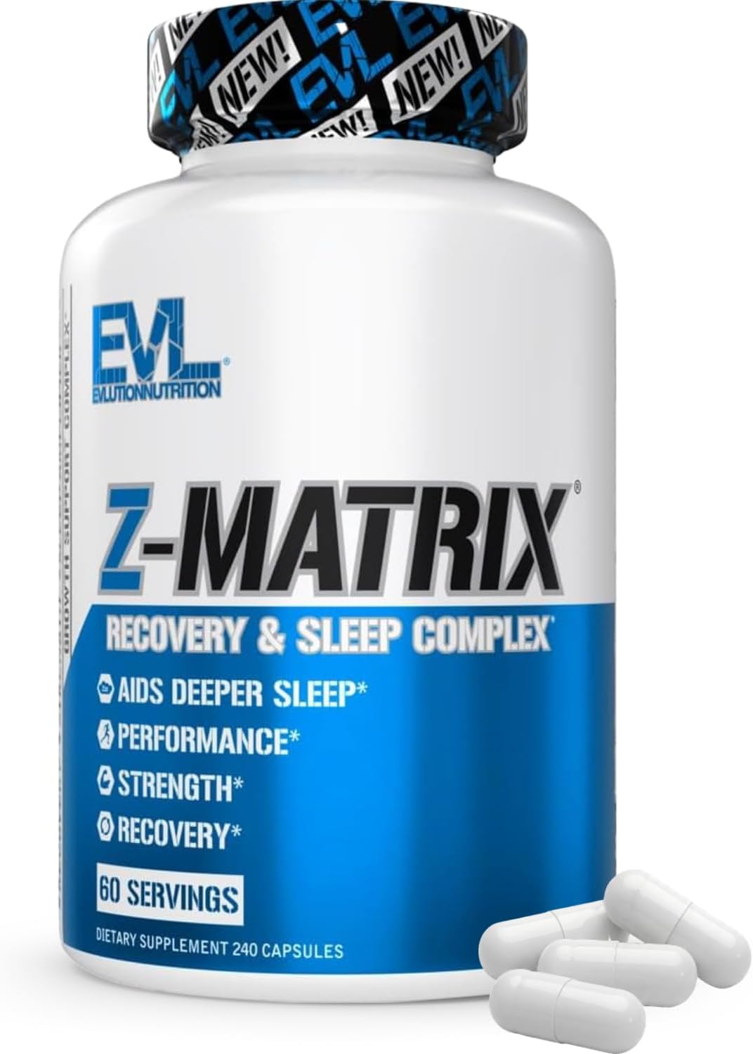 EVL Post Workout Recovery Supplement - Magnesium and Zinc - ZMatrix Zinc Magnesium Aspartate Muscle Recovery Supplement for Sleep Support and Muscle Health