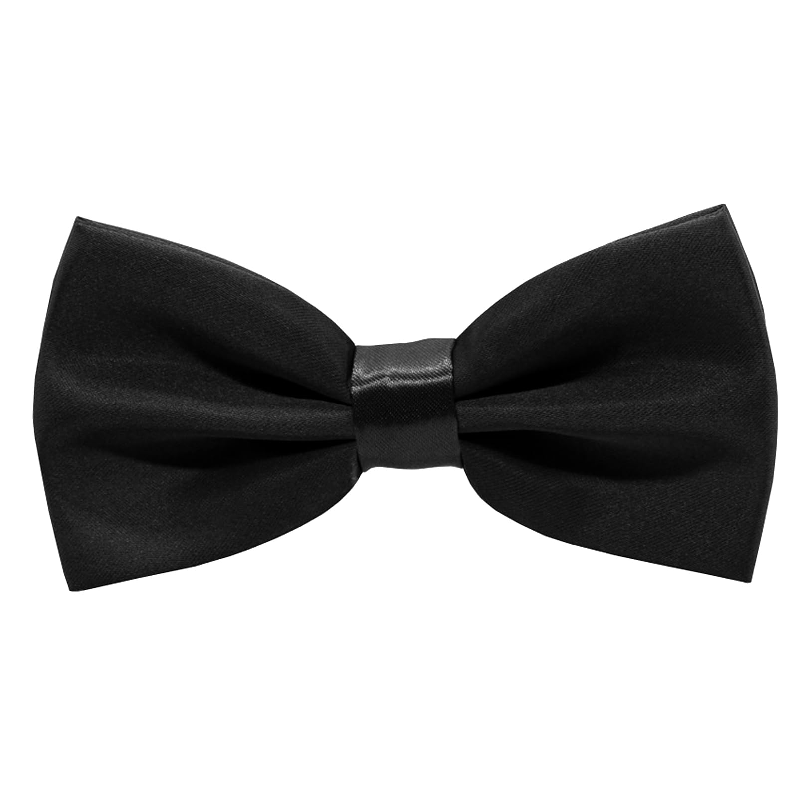 Black Bow Tie for Men, Adjustable Clip-on Pre-Tied, Double Satin Tux Self-Tie for Parties, Formal Groom Groomsman Wedding