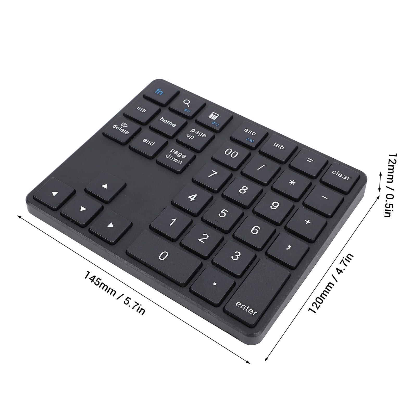 Garsent Tastierino Numerico Bluetooth per Laptop, Tastierino Numerico Cordless, Tastierino Numerico Ricaricabile USB a 35 Tasti, Tastierino Numerico Esterno per Laptop PC Notebook (BLACK)