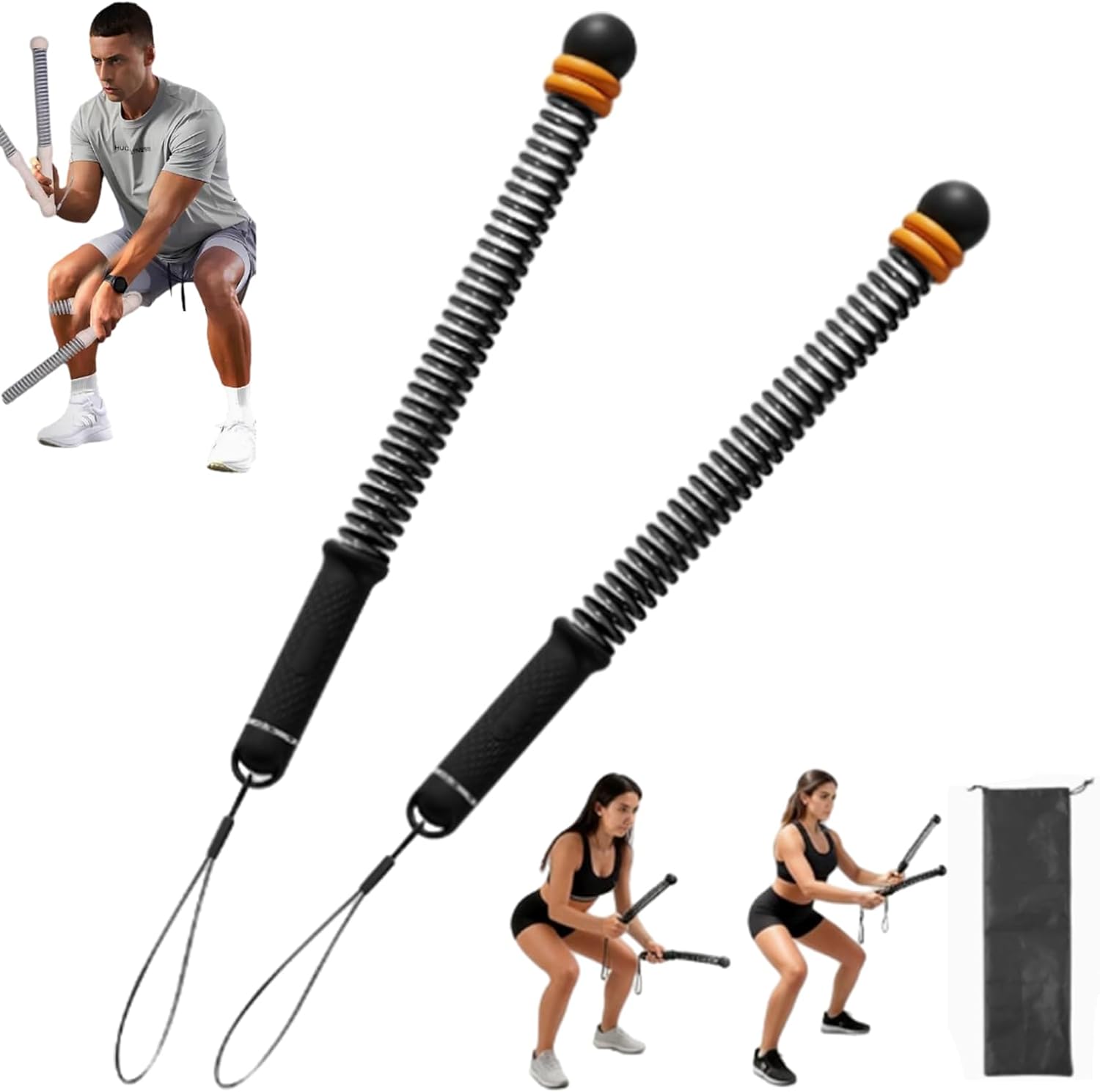Cordless Battle Ropes, Battle Ropes for Home Gym, 2026 New Adjustable Ropeless Battleropes, Adjustable Resistance, Secure Anti-Slip Handles, Comes with Storage Bag & Anti-Slip Wrist Rope (Black)