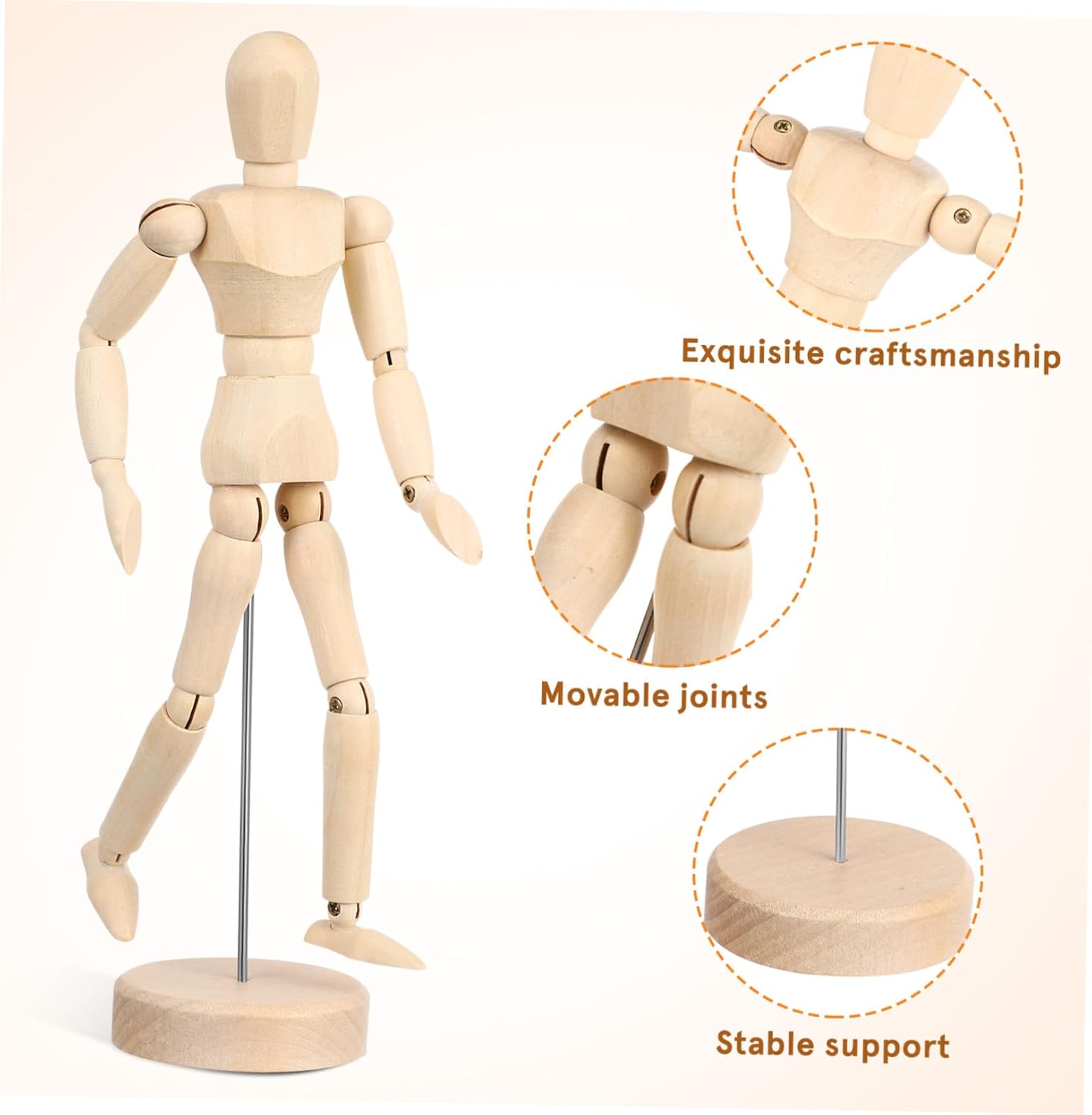 HAKIDZEL Posable Wood Mannequin with Stable Stand for Drawing and Sketching Flexible Jointed Artist Figure for Human Model Desktop Decoration and Art Supply