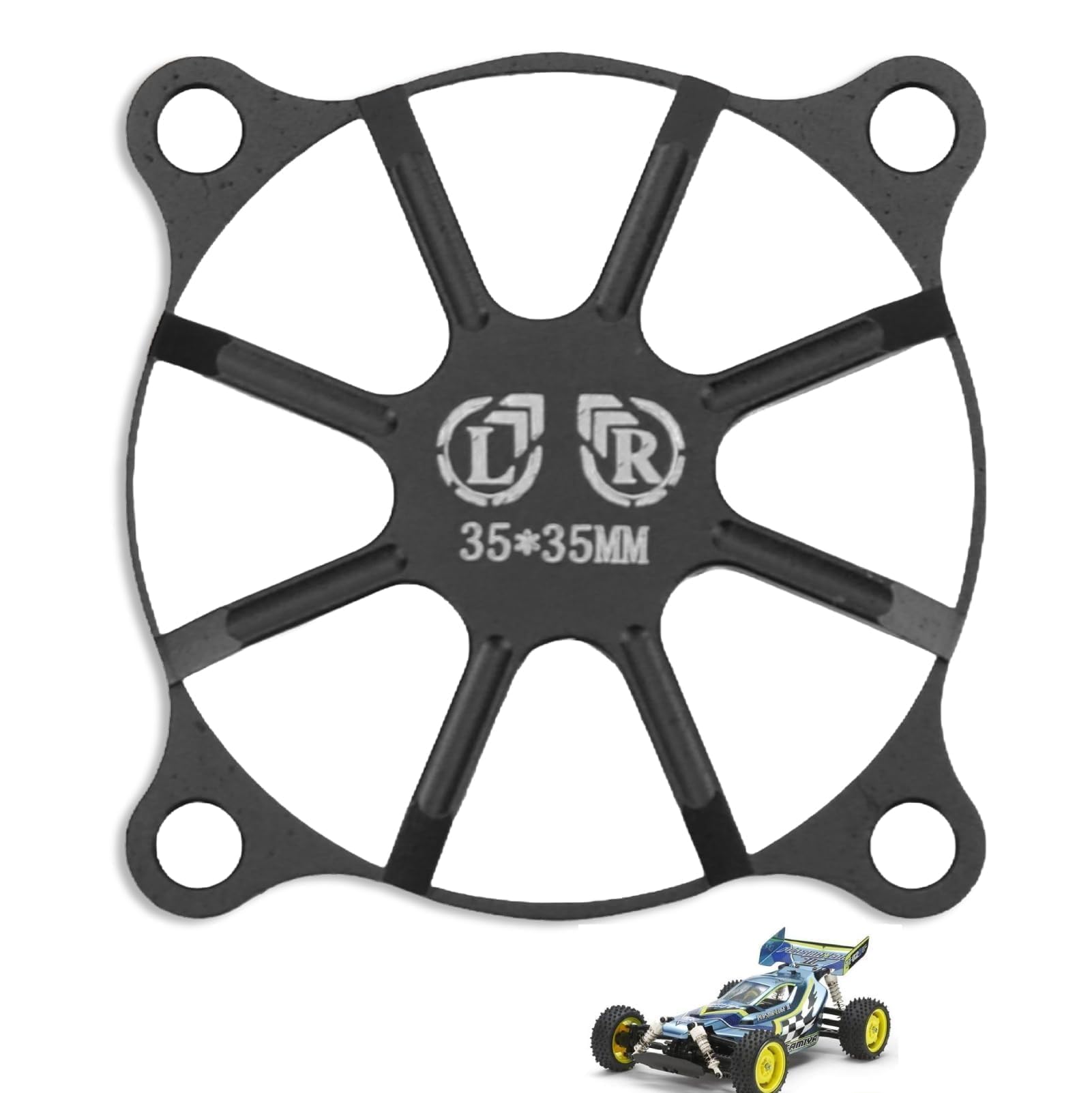 35x35mm/1.4x1.4inch RC Car Motor Cooling Fan Cover, Motor ESC Cooling Fan Guard Remote Control Model Heatsink ESC Engine Guard Heat Dissipation Protective Cover for for RC Car Truck (Black)