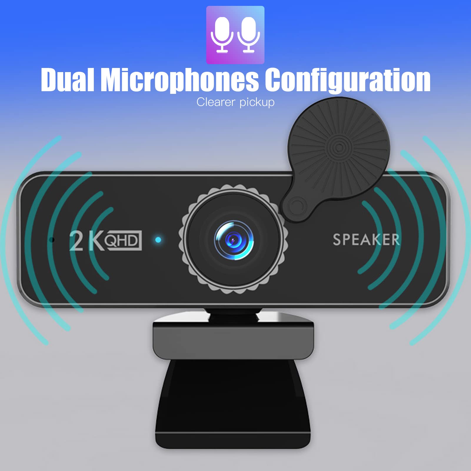 Kamera internetowa HD 1440P Kamera internetowa z mikrofonem USB PC kamera internetowa 120 stopni szeroki kąt z podwójnymi głośnikami Darmowa jednostka do nagrywania rozmów konferencyjnych gra