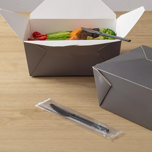 Miniatura 4 de Basic Nature Cuchillos compostables envueltos de 6.5 pulgadas, 50 cubiertos a base de plantas envueltos individualmente, para alimentos calientes y